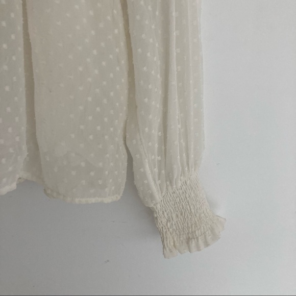 Zara Cream Ruffle Sheer Blouse - Picture 4 of 5